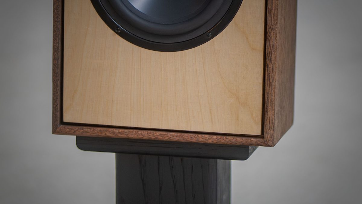 Detail view of the Panthaerstein Momentae Blade cabinet joinery and hardwood edge profile