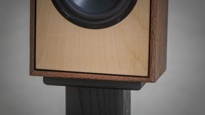 Detail view of the Panthaerstein Momentae Blade cabinet joinery and hardwood edge profile